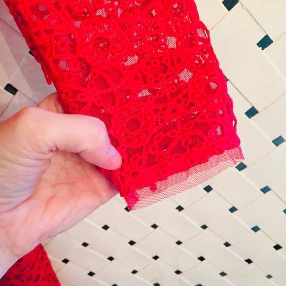 BCBG MaxAzria Red Mosaic Lace Dress - Picture 7 of 8